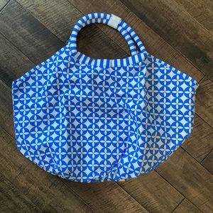 Large Canvas Blue/white geometric Tote🥰